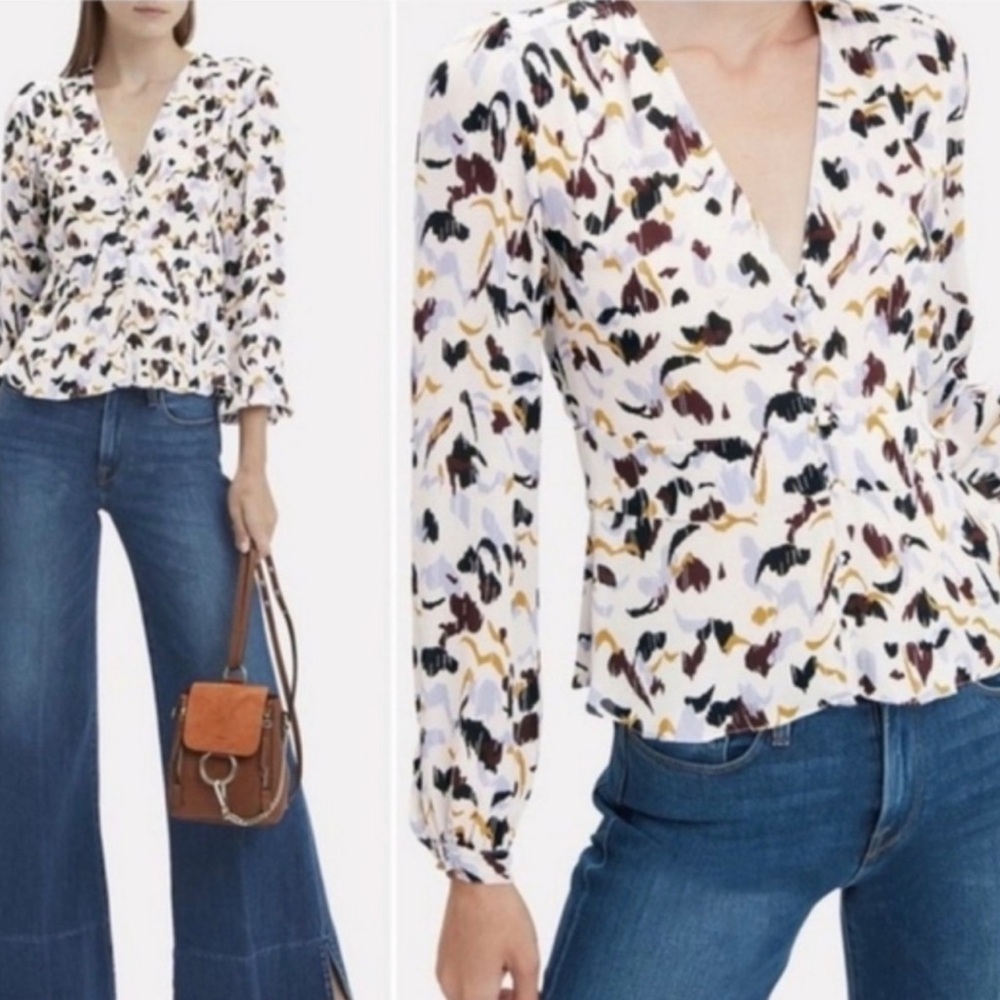 A.L.C. Women's 100% Silk Long Sleeve Blouse anton top Size 4